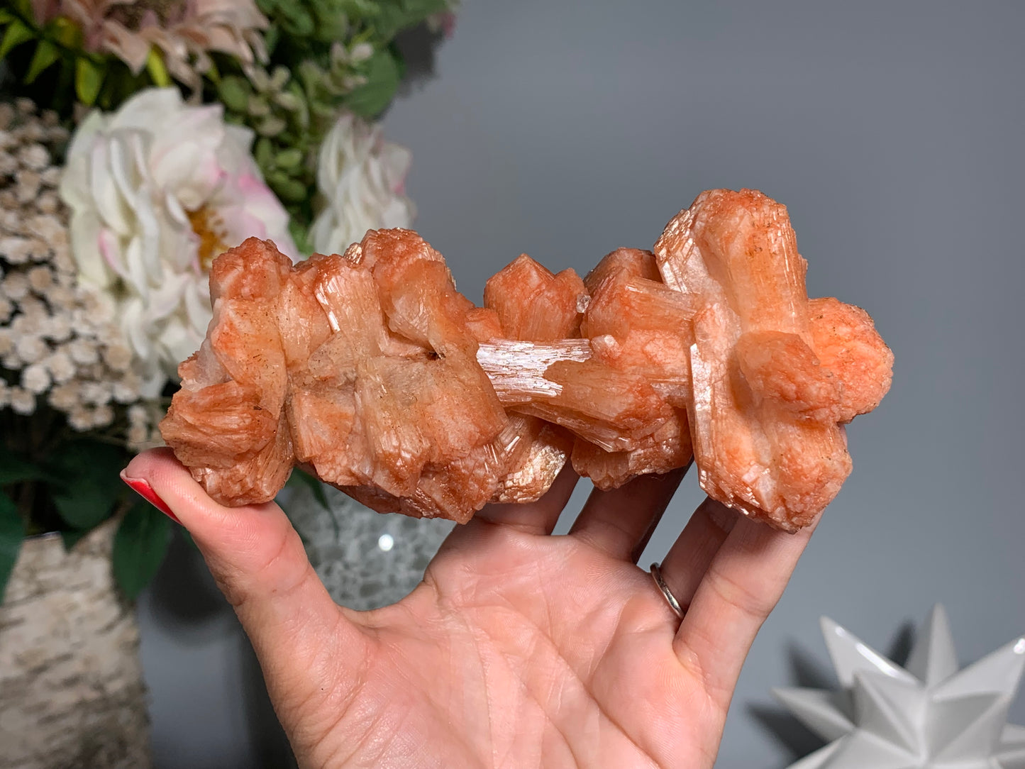 Red Stilbite Cluster (5", 128mm)