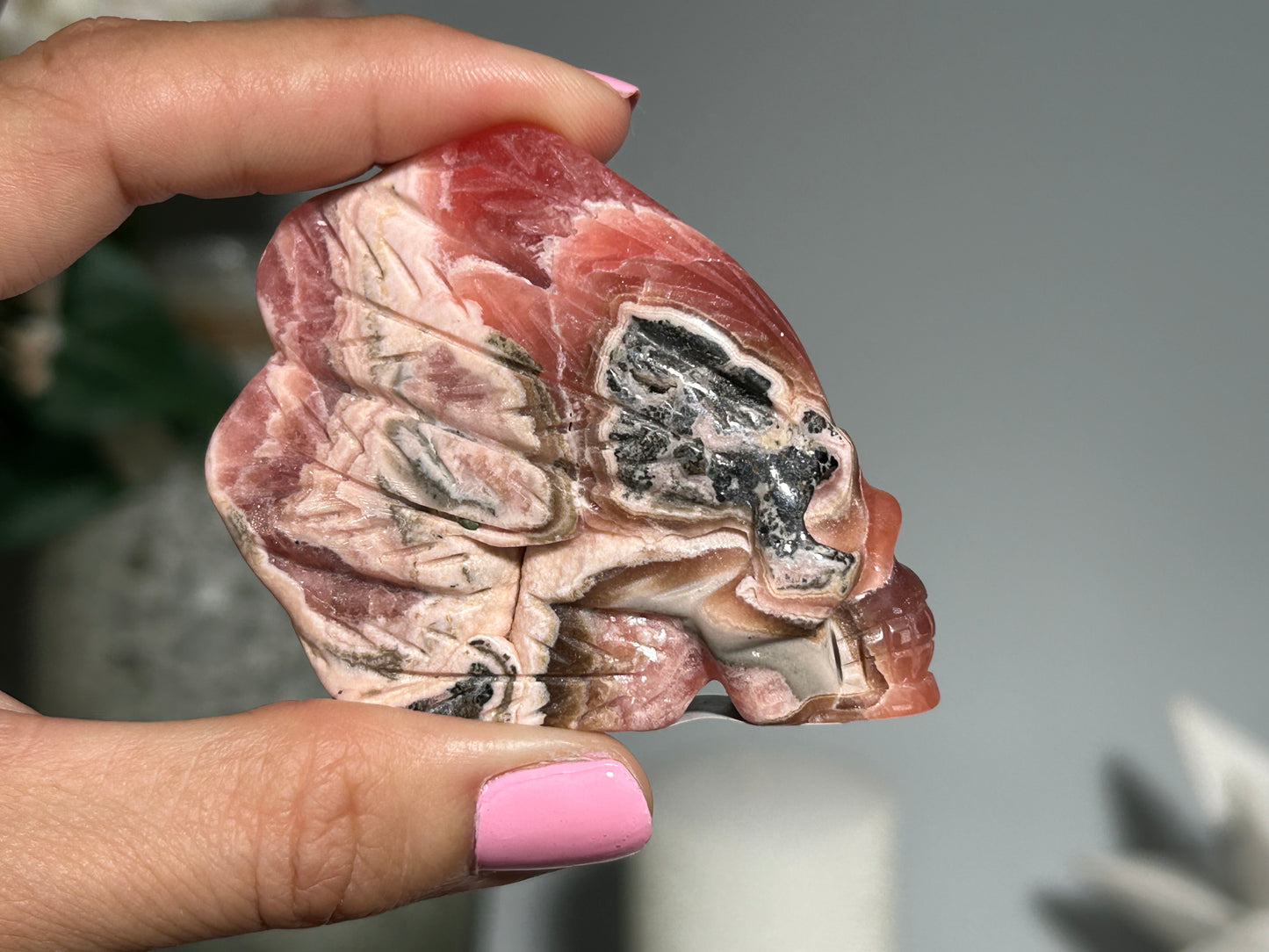 Rhodochrosite Skull (2.3", 59mm)