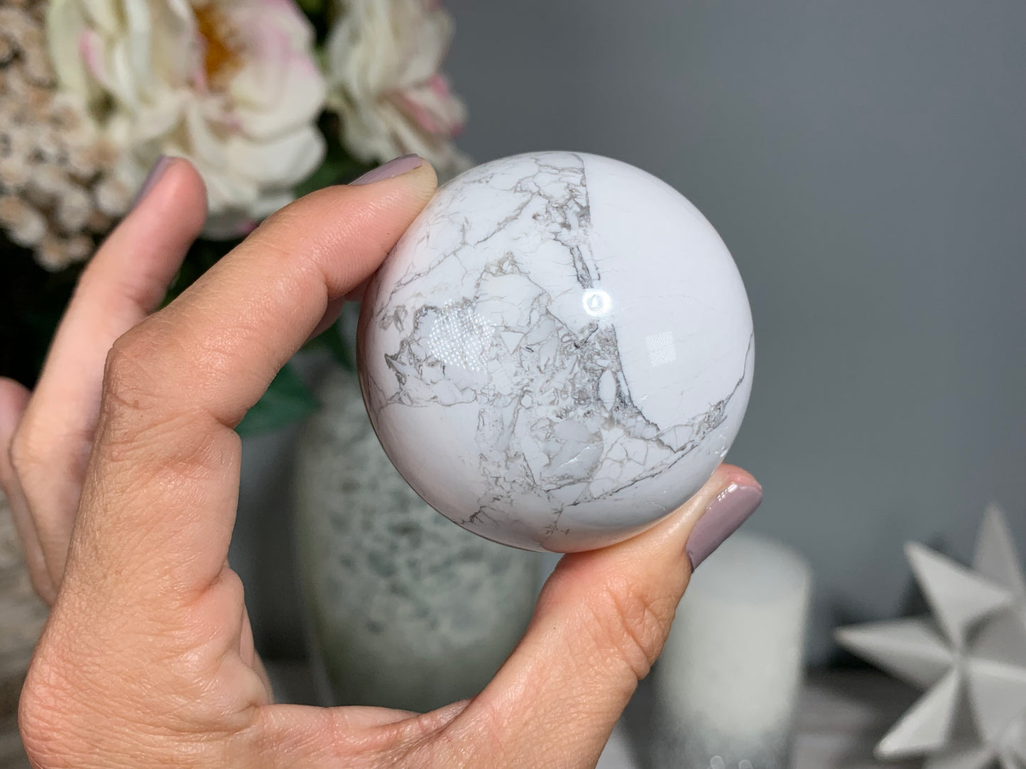 White Howlite Sphere (2" 50mm)