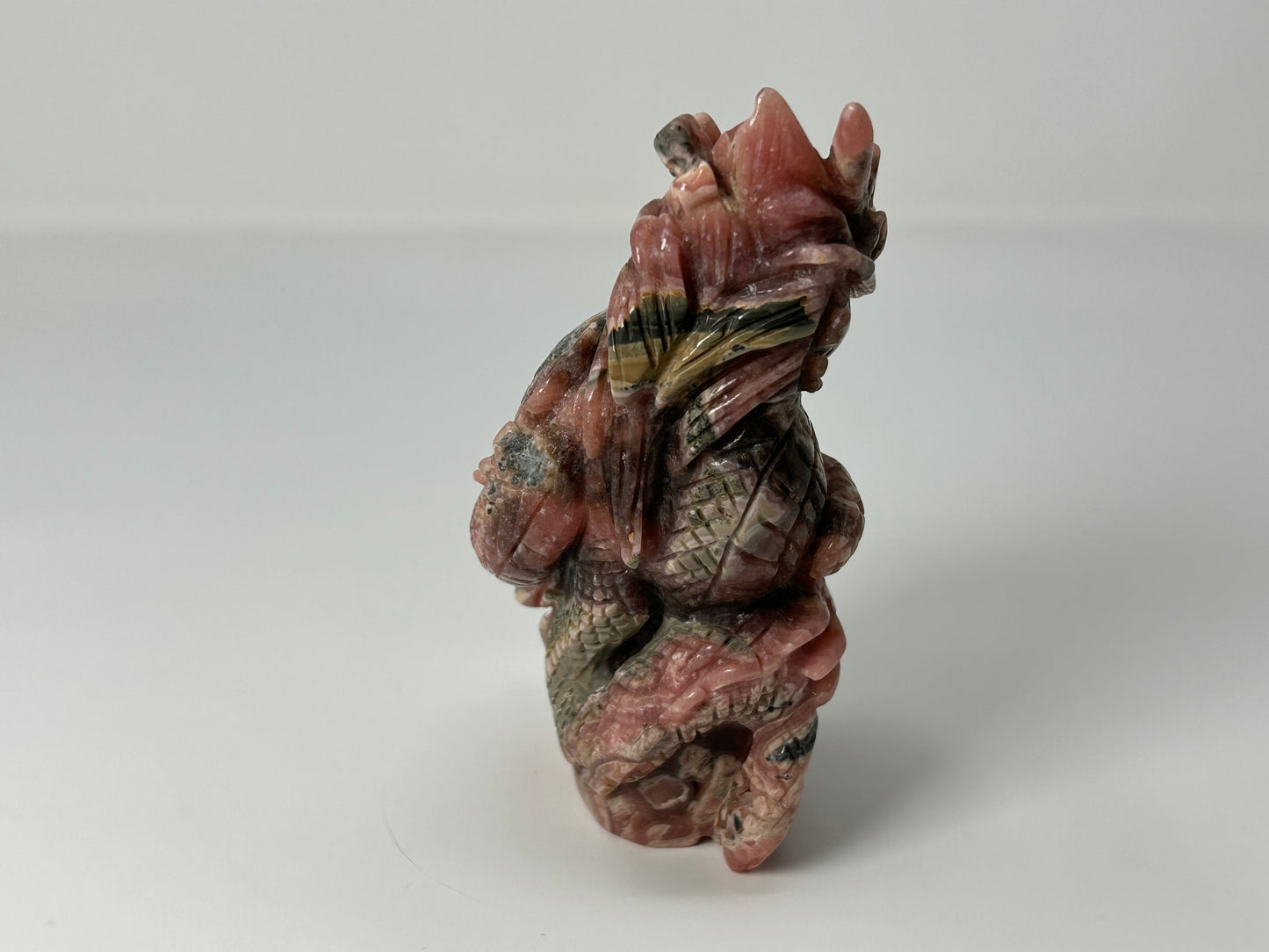 Rhodochrosite Skull with Dragon (4.5", 115mm)