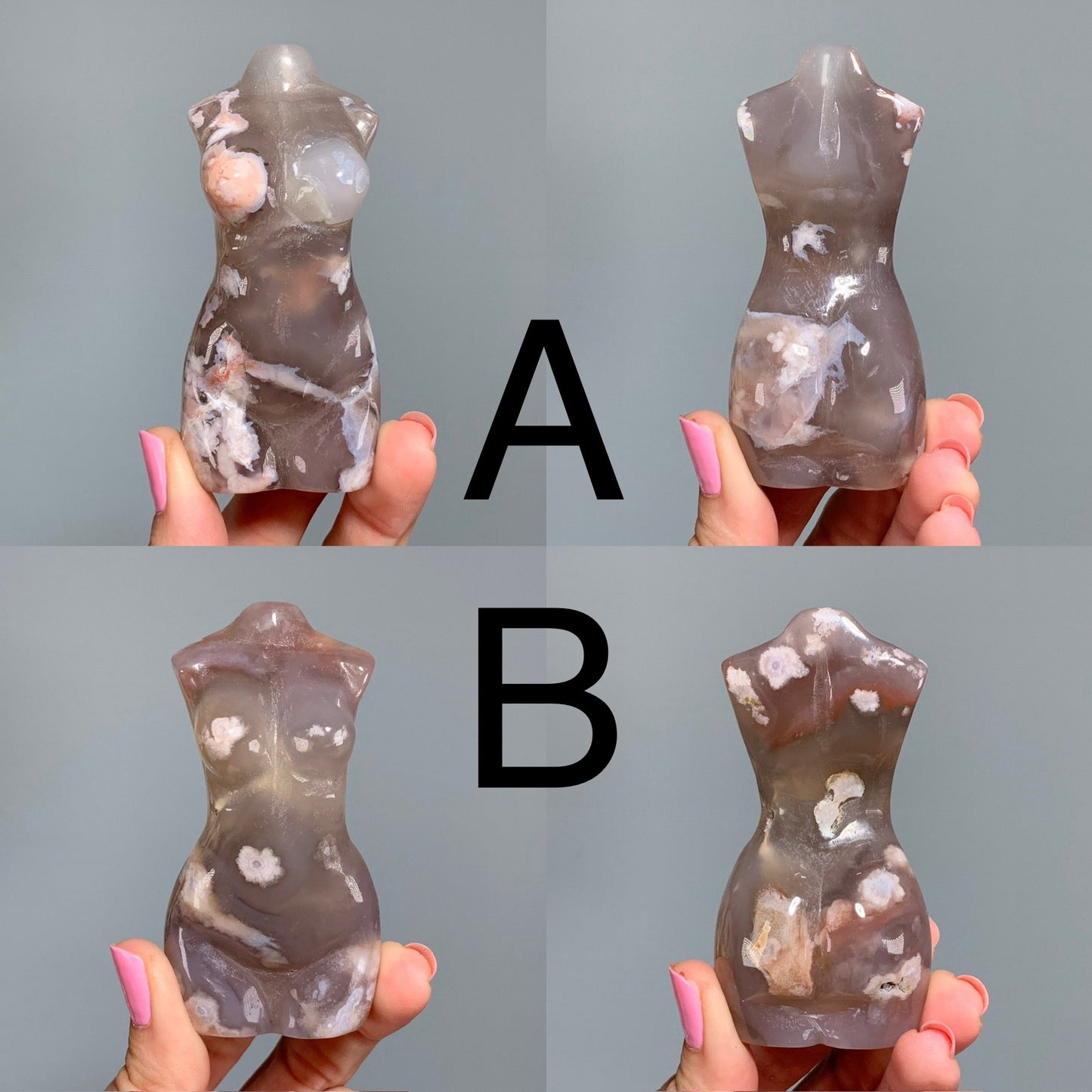 Flower Agate Woman Figurine (3-3.4" / 75-88 mm)