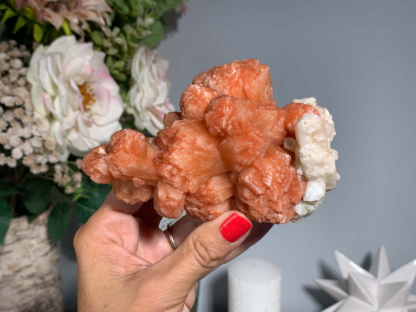 Red Stilbite Cluster (4.7", 120mm)