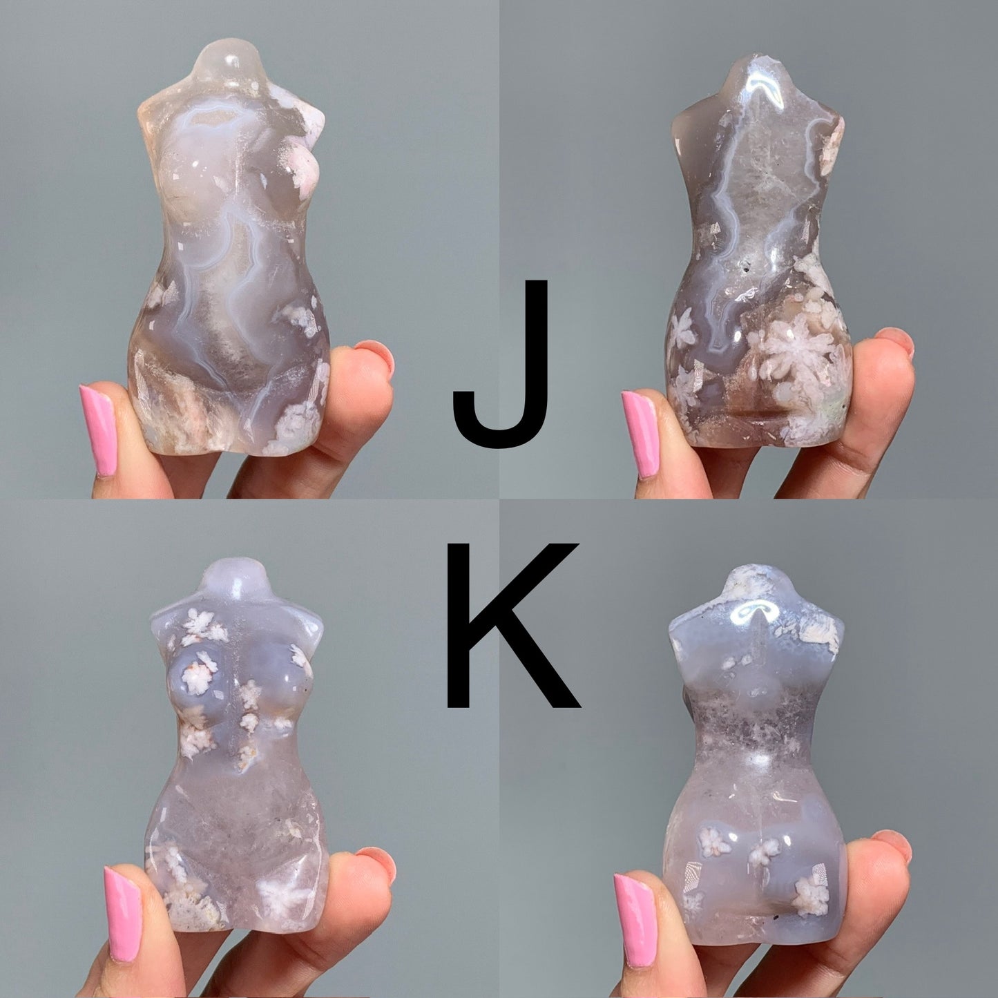 Flower Agate Woman Figurine (2.3-2.8" / 59-72 mm)