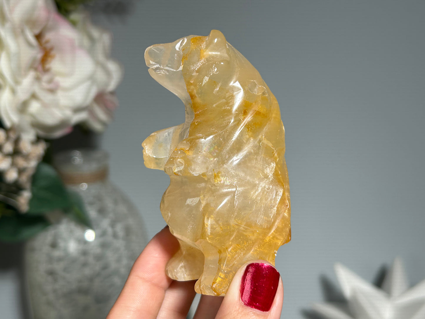 Yellow Hematoid Quartz Bear (3.5", 89mm)