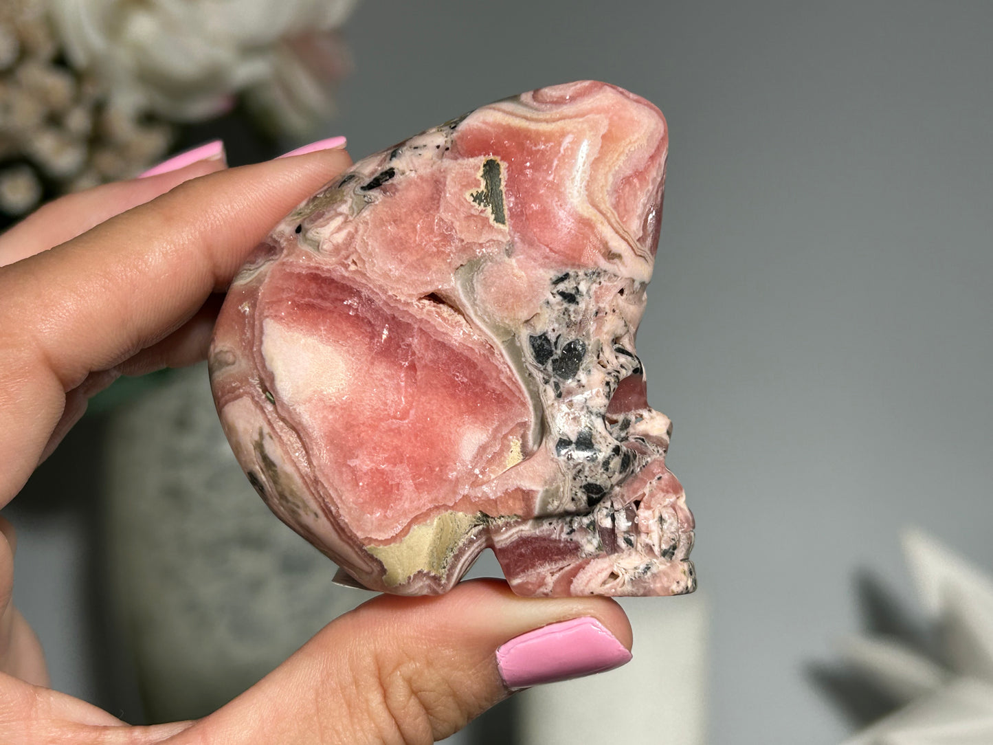 Rhodochrosite Skull (2.25", 58mm)