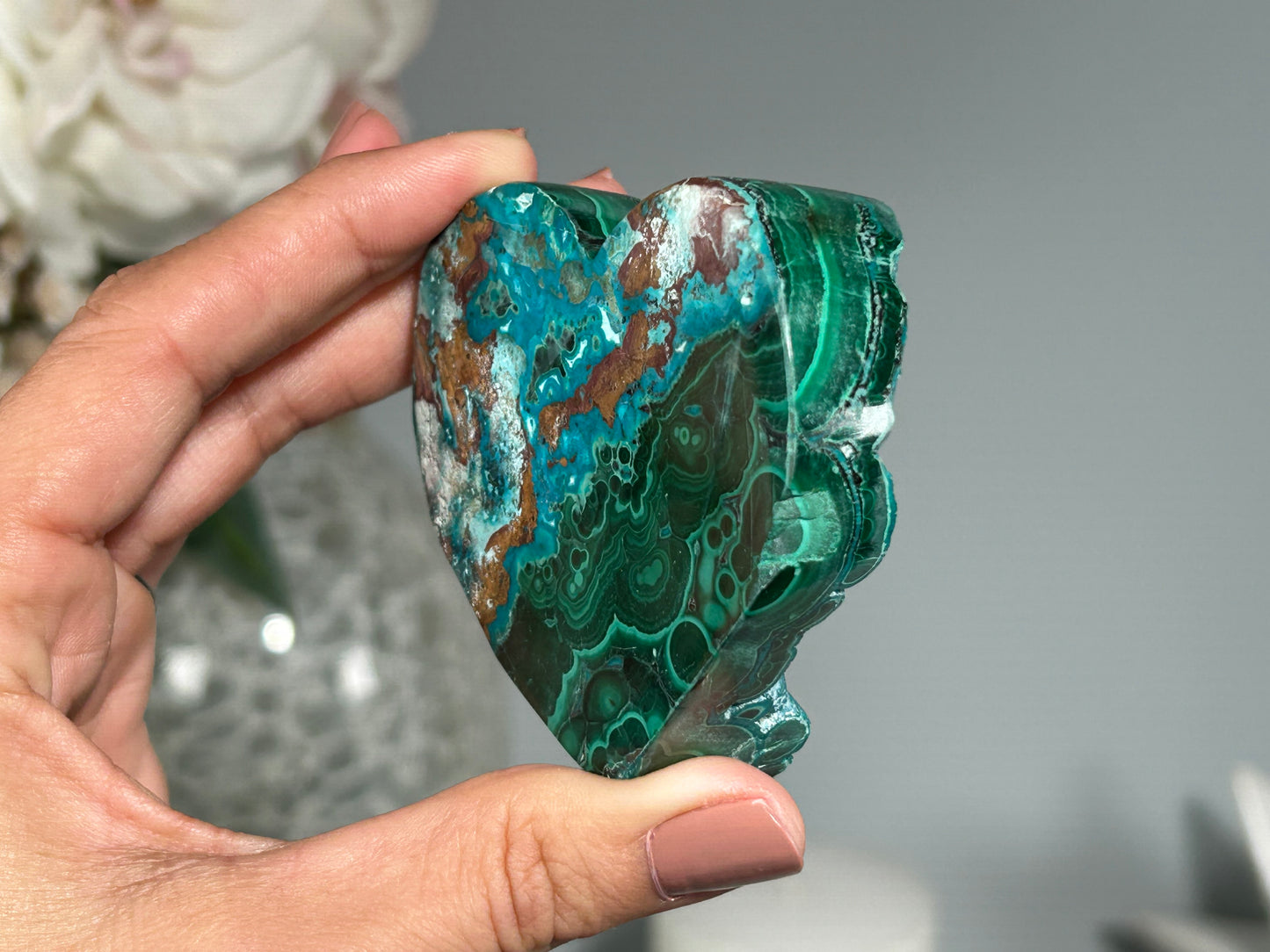 Malachite Chrysocolla Heart (2.75", 70mm)