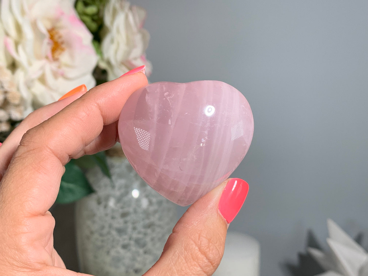 Medium Lavender Rose Quartz Heart