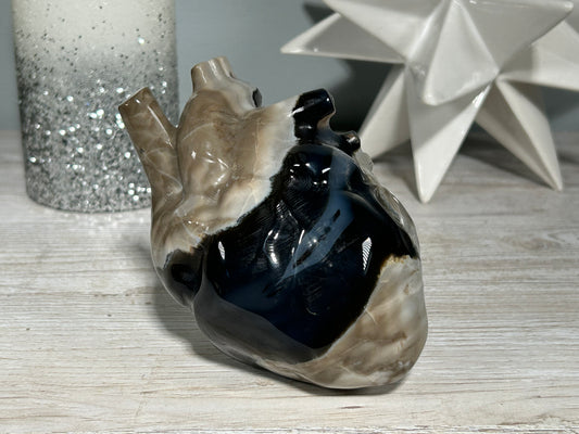 Volcano Agate Anatomical Heart (4.9", 125mm)