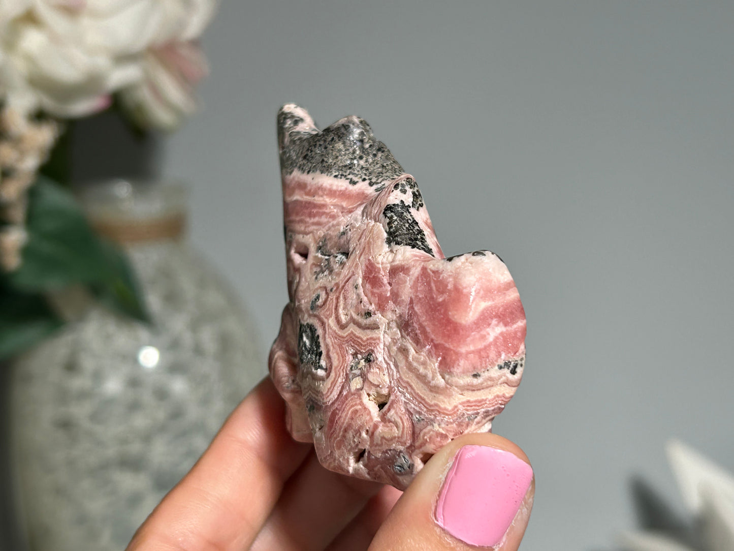 Rhodochrosite Skull (2.8", 72mm)