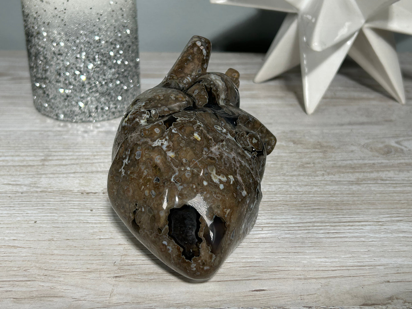 Volcano Agate Anatomical Heart (5", 127mm)