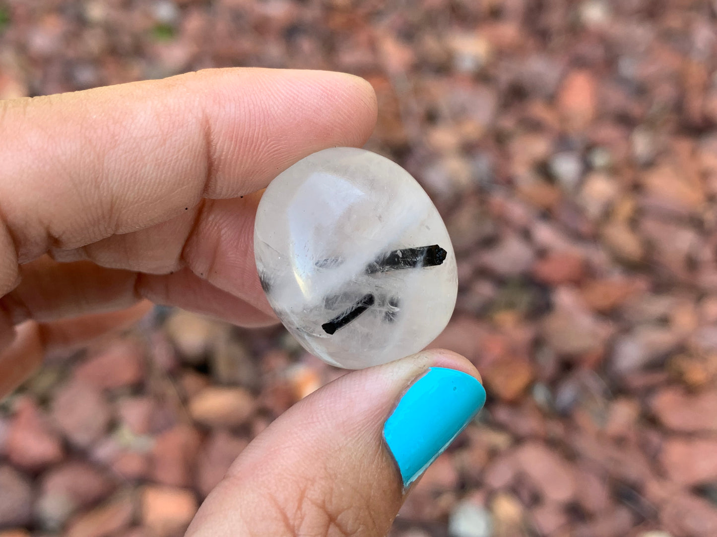 Tumbled Tourmaline Rutile in Quartz Medium