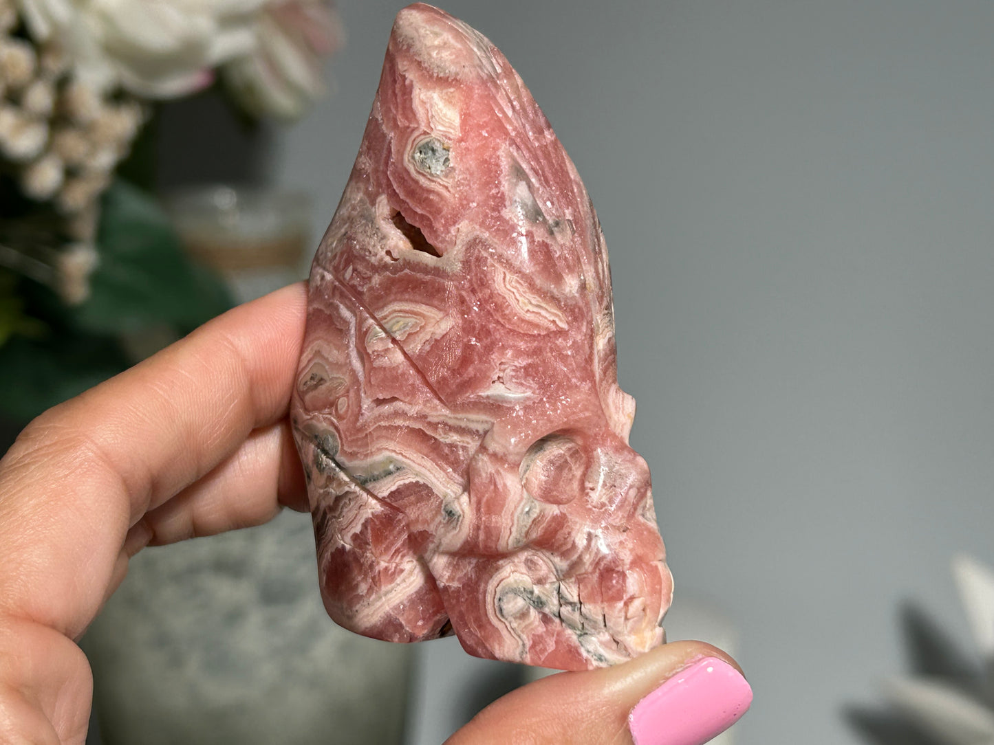 Rhodochrosite Skull (3", 75mm)