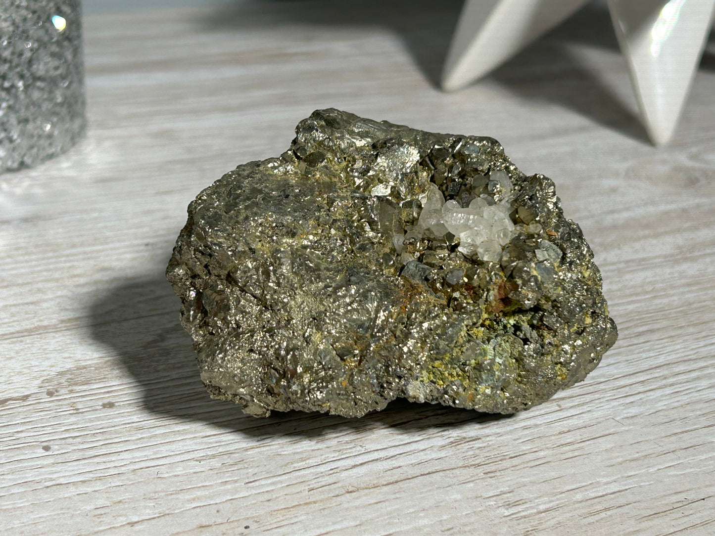 Pyrite Cluster with Quartz Inclusion (3", 76mm)