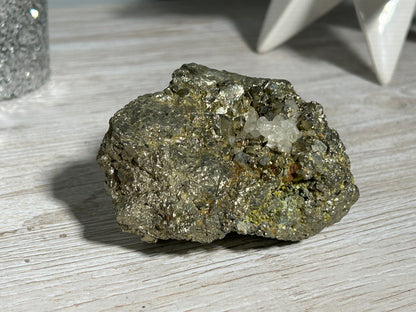 Pyrite Cluster with Quartz Inclusion (3", 76mm)