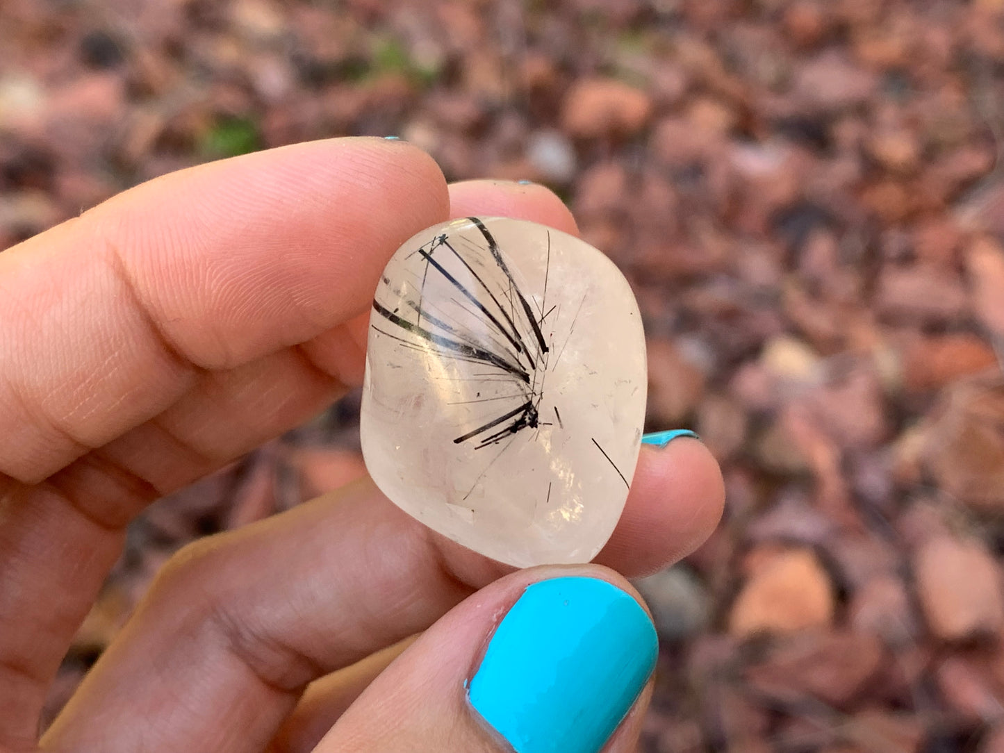 Tumbled Tourmaline Rutile in Quartz Large