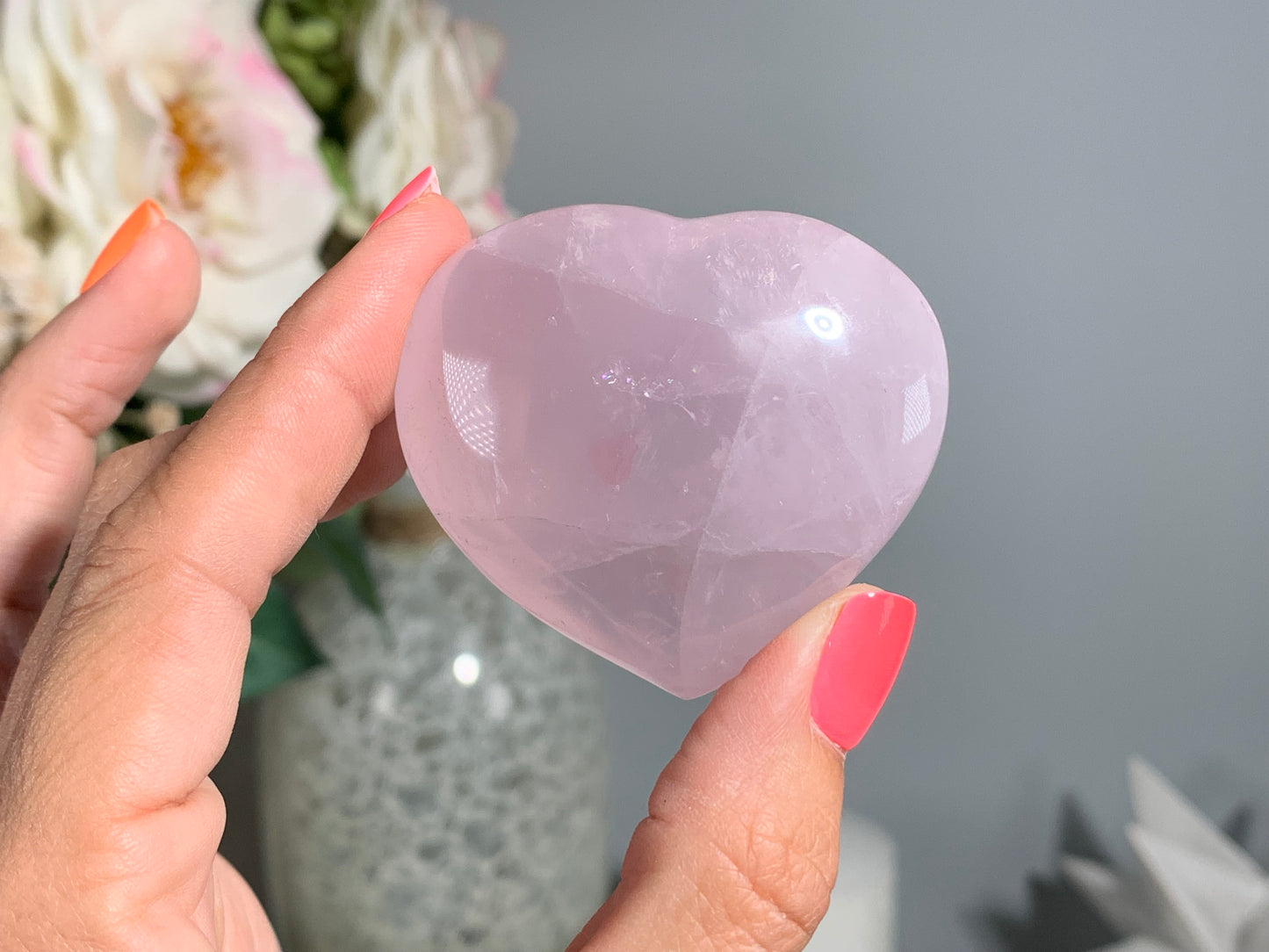 Medium Lavender Rose Quartz Heart