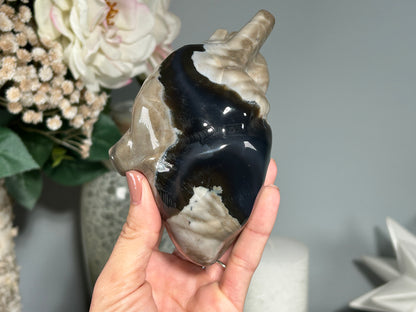 Volcano Agate Anatomical Heart (4.9", 125mm)