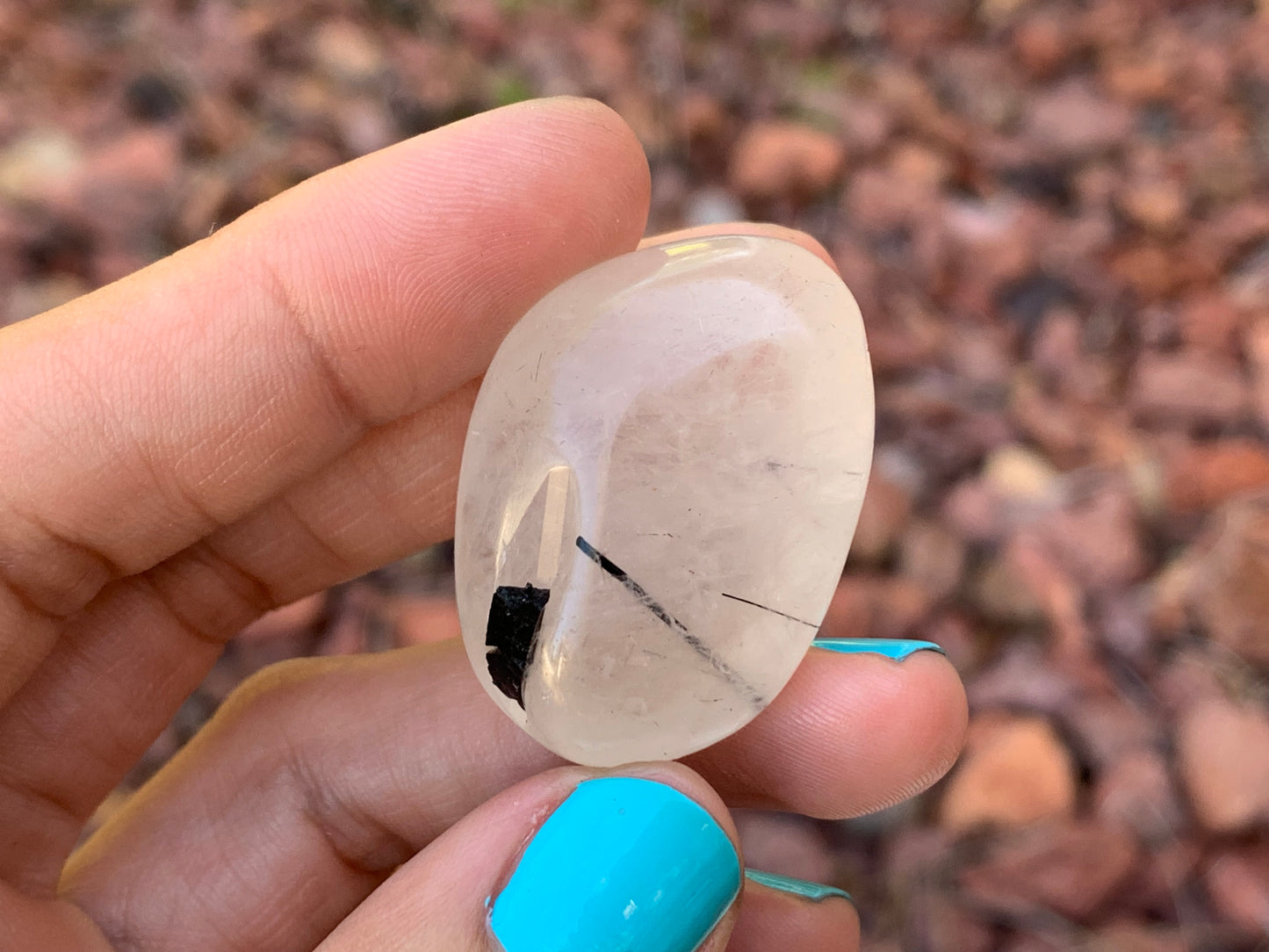 Tumbled Tourmaline Rutile in Quartz Large