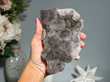 Epidote on Amethyst (5.4", 134mm)