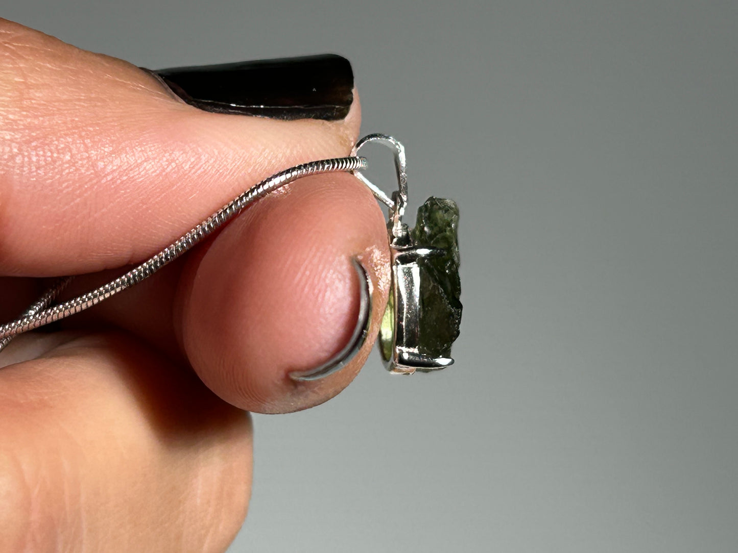 Moldavite Sterling Silver Pendant (12mm long)