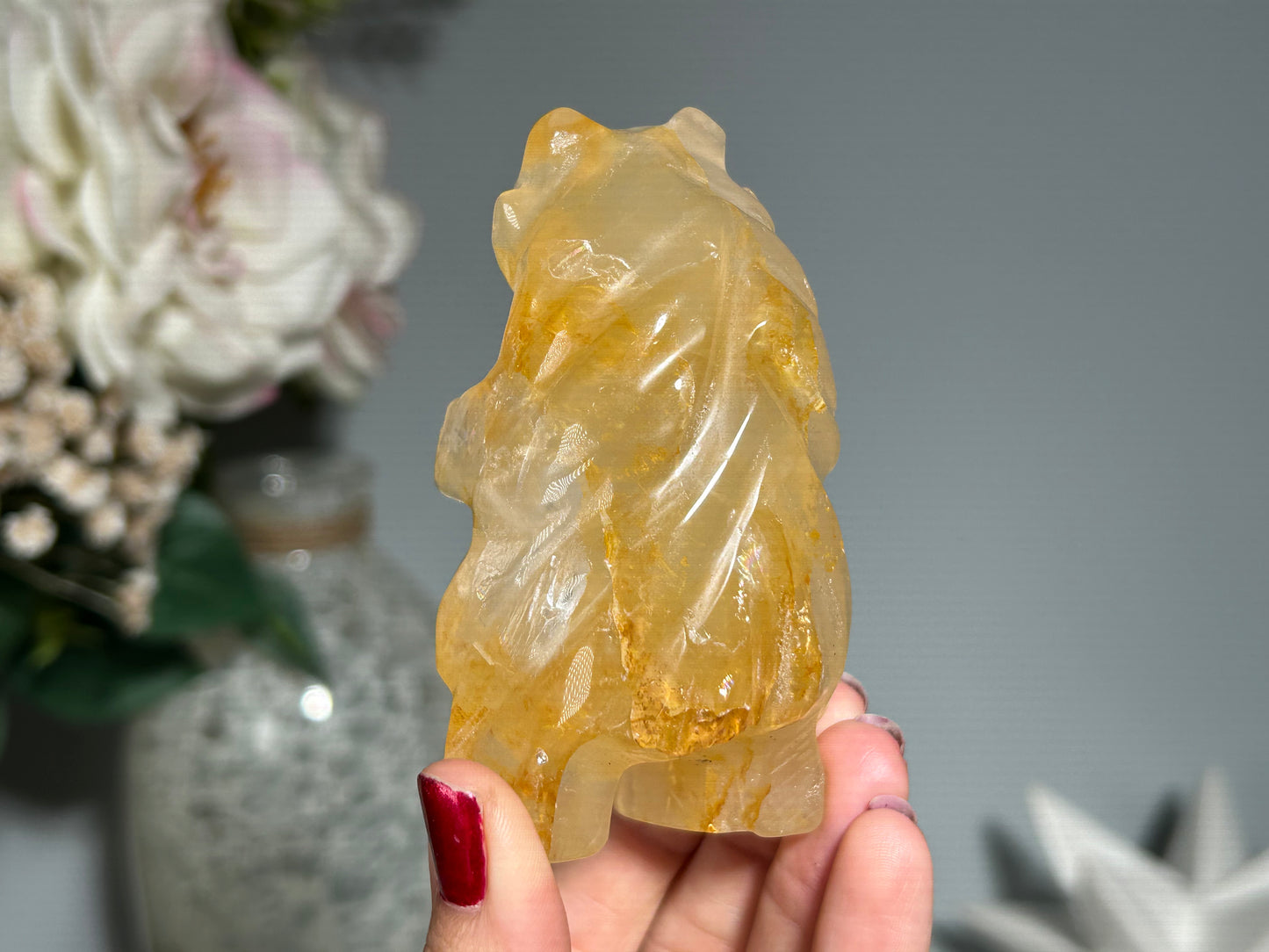 Yellow Hematoid Quartz Bear (3.5", 89mm)