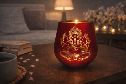 Ganesha Candle Holder - 2pcs: Red