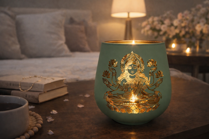 Lakshmi Candle Holder - 2pcs: Turquoise