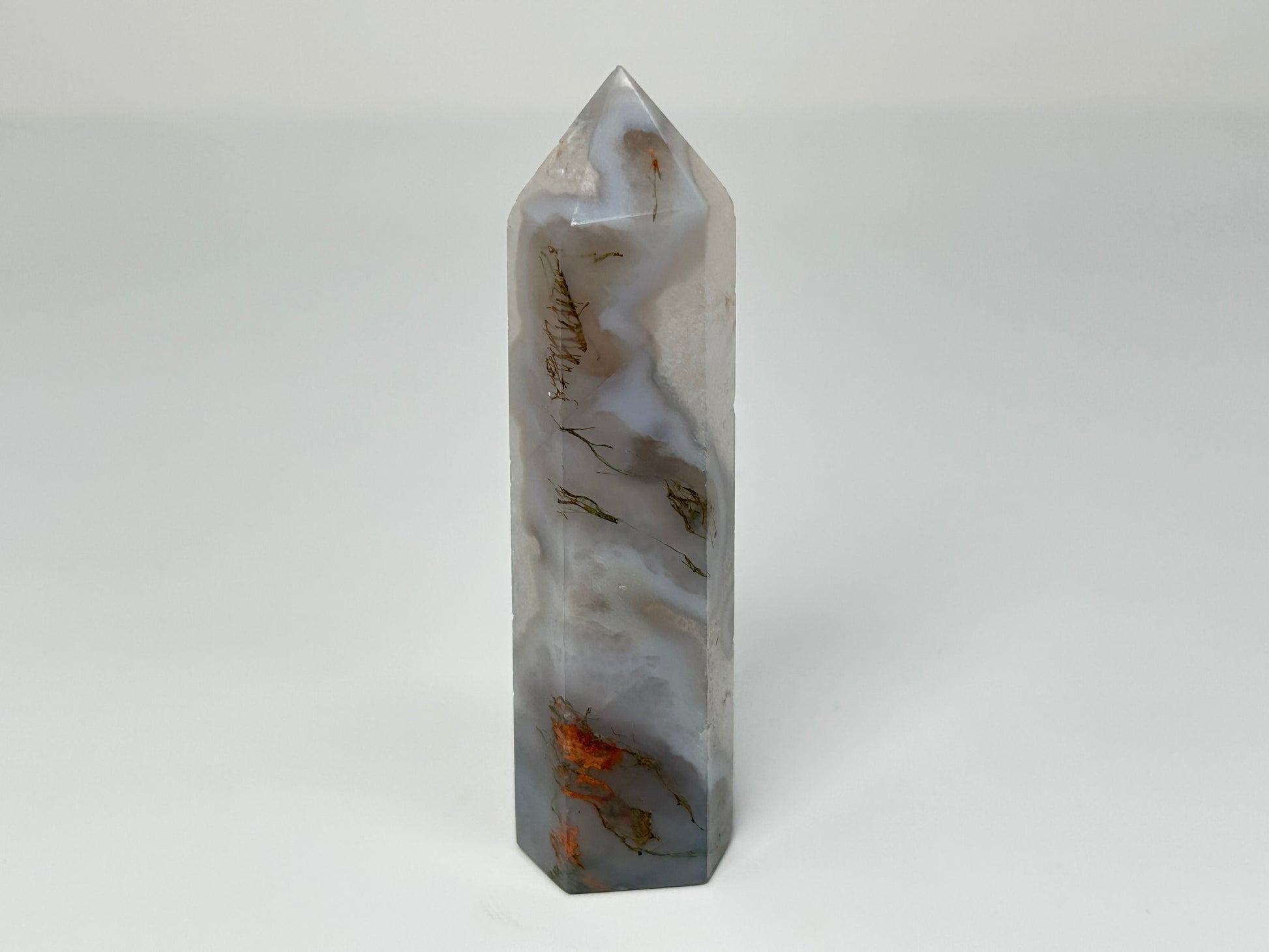 Moss Agate Crystal Tower
