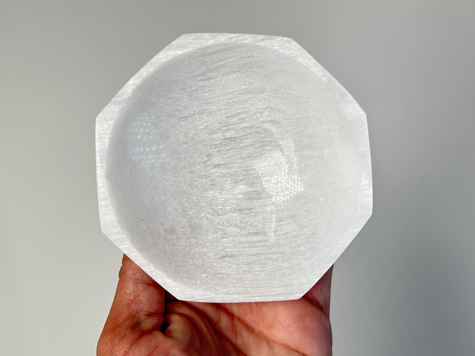 Octagon Selenite Bowl from Morocco for natural grounding crystal tower spiritual healing stone
