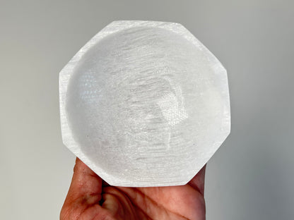 Octagon Selenite Bowl from Morocco for natural grounding crystal tower spiritual healing stone
