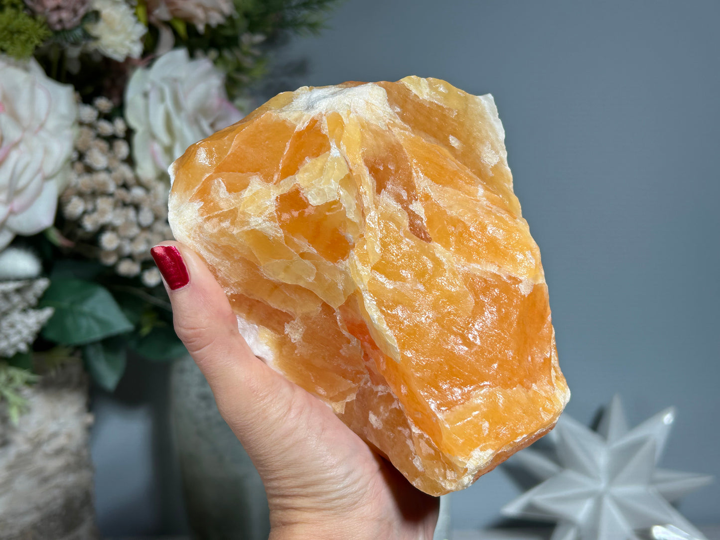 Bright Orange Calcite gemstone uplifting energy crystal