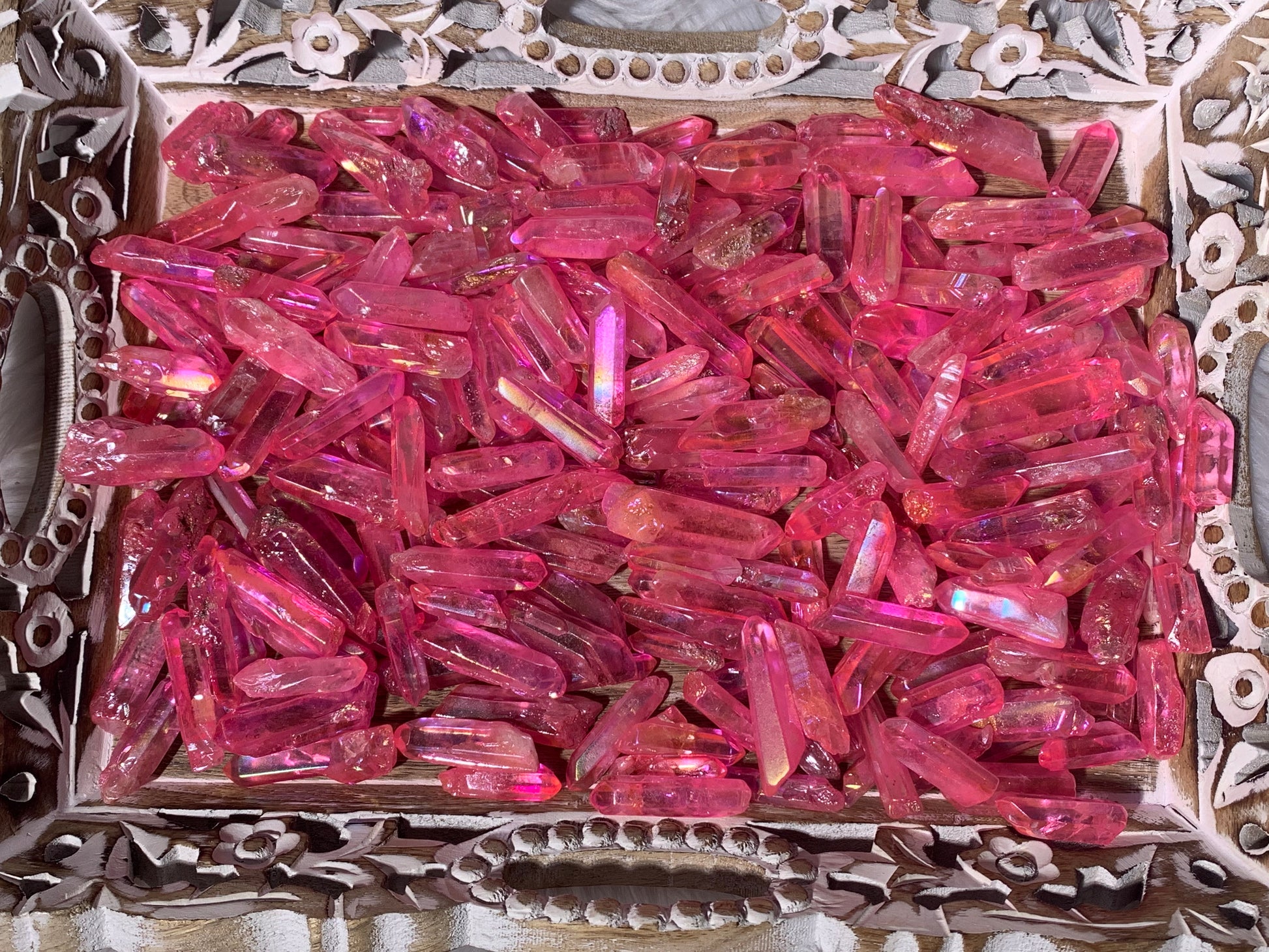 Pink Aura Quartz gemstone high vibration meditation crystal