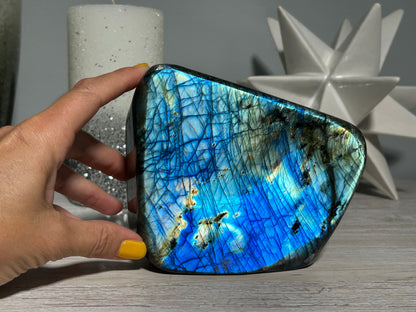 Polished Labradorite healing crystal showing labradorescence mystical gemstone