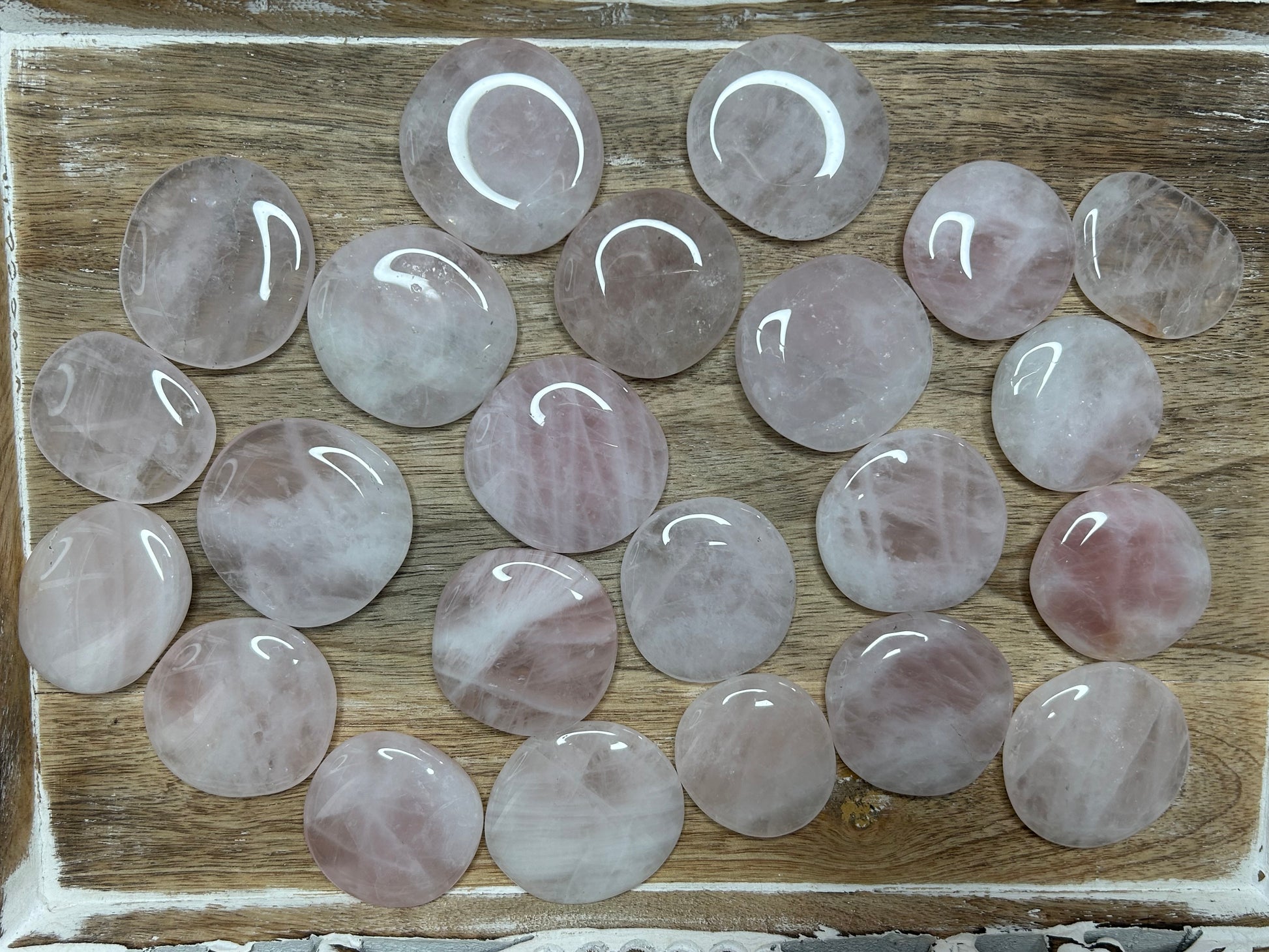 Polished Rose Quartz palm stones for emotional healing crystal gifts