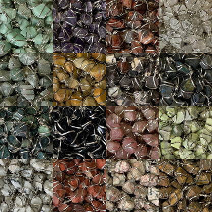Close ups of Raw Crystal Pendants That Call to You for meditation and energy work.