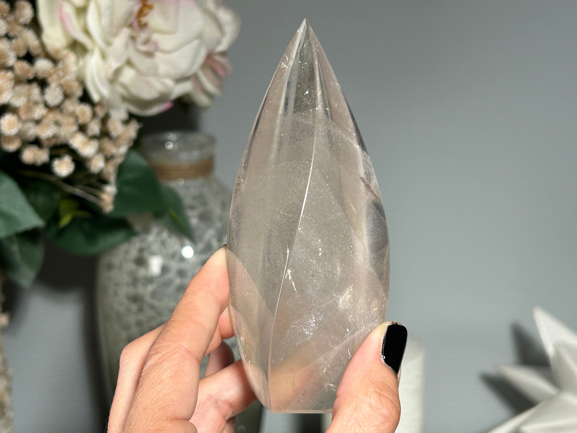 Smoky Quartz polished flame healing crystal responsibly sourced grounding mineral