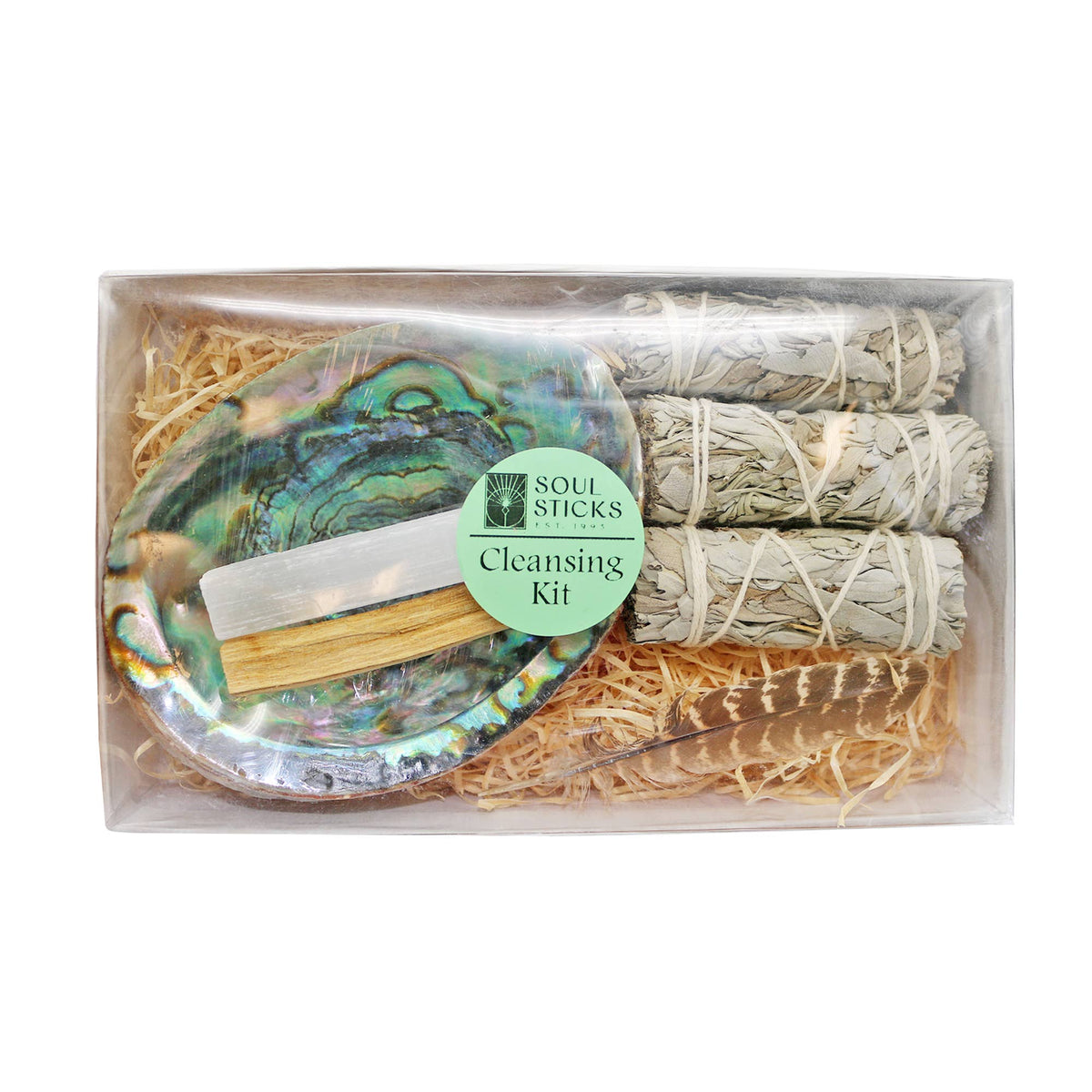 Large Abalone Shell Cleansing Kit | White Sage, Palo Santo & Selenite