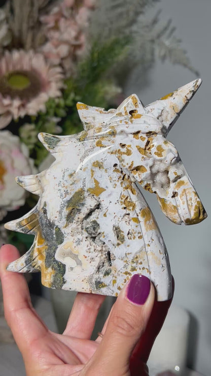 Druzy Ocean Jasper Unicorn (5", 127mm)