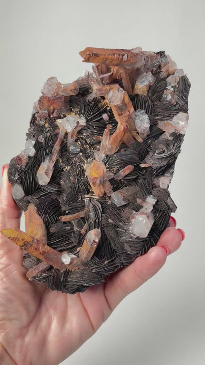 Specularite with Tangerine Quartz (6.4", 161mm)