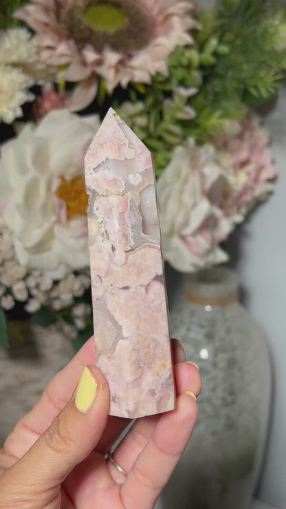 Flower Agate Tower (4.6", 110mm)