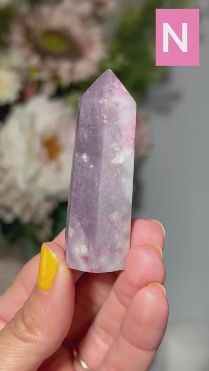 Pink Tourmaline with Lepidolite Tower