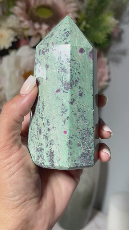 Ruby Fuchsite Tower (4.6", 116mm)
