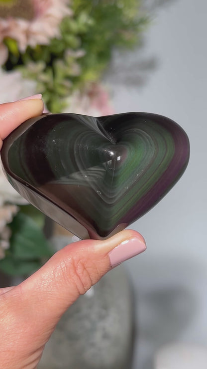 Rainbow Obsidian Heart