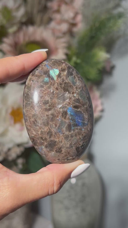 Brown Larvikite Palm Stone (2.9", 74mm)