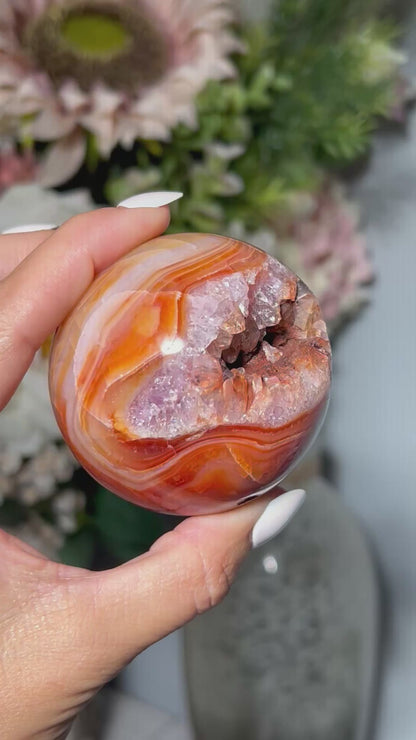 Carnelian with Druzy Amethyst Sphere (2.4", 62mm)