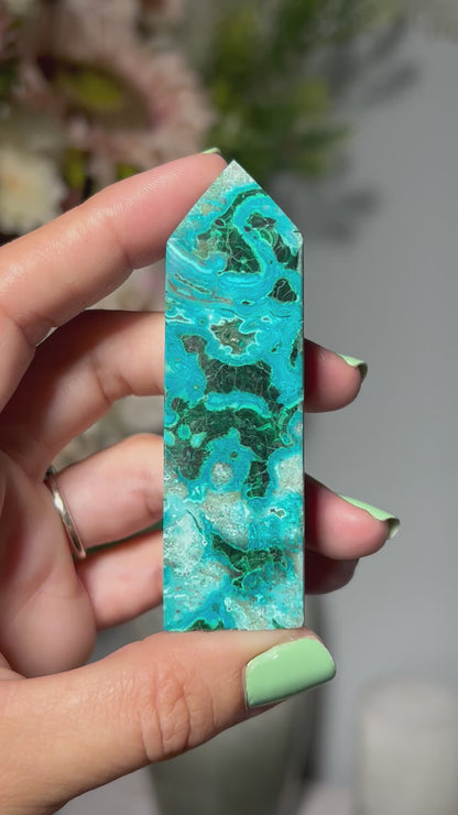 Malachite Chrysocolla Tower (2.9", 75mm)