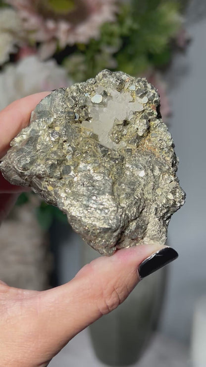 Pyrite Cluster with Quartz Inclusion (3", 76mm)