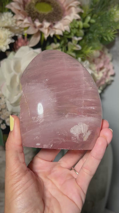 Rose Quartz Half Polished Freeform (4", 102mm)