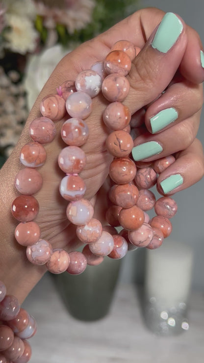 10mm Pink Agate Bracelet