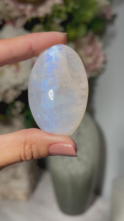 Rainbow Moonstone Palm Stone (2.2", 56mm)